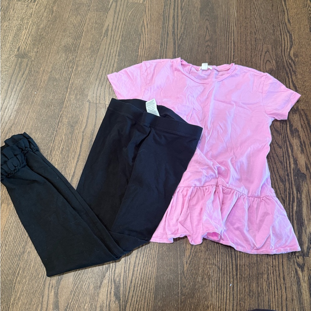 J.Crew Crewcuts short Sleeve Ruffle top and ruffle pant  Size 12 set EUC